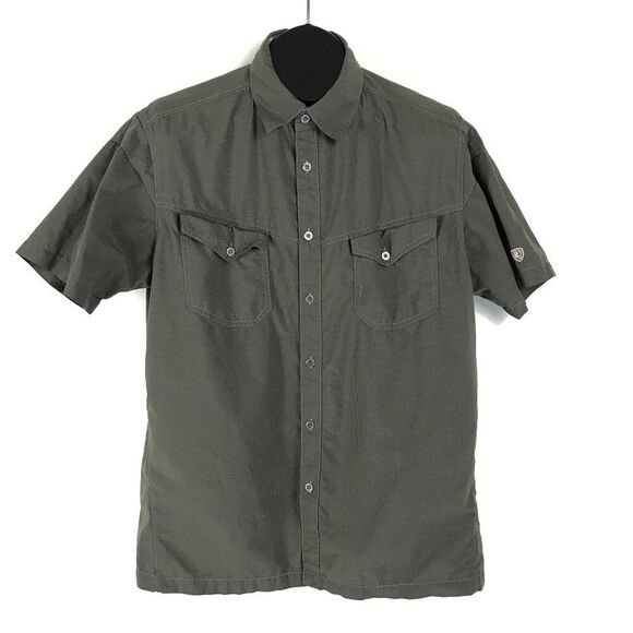 Kuhl Casual Short Sleeve Button Up Shirt Men's Large Pockets Nylon Outdoor Trail - Picture 1 of 13